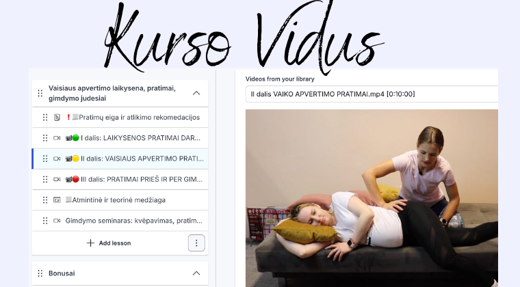 Vaisiaus apvertimo pratimai