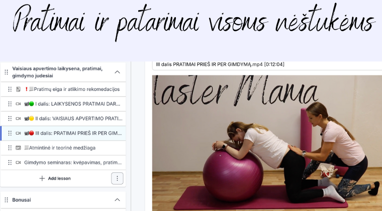 Vaisiaus apvertimo pratimai
